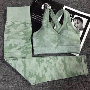 BRAND NEW Green Camo Workout Set